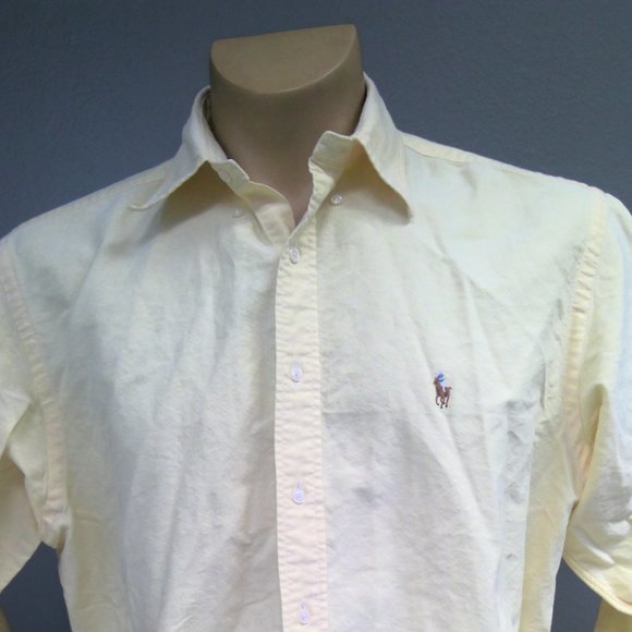 Polo Ralph Lauren Button Down Shirt Long Sleeve Yellow Yarmouth Men's XL - Picture 1 of 8